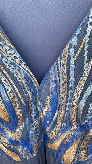 Vestido azul fiesta - pedrería
