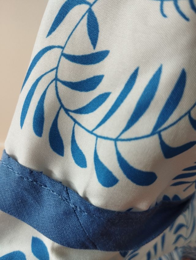 Vestido largo azul y blanco