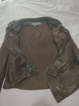 Cazadora cuero marrón Zara - Talla S
