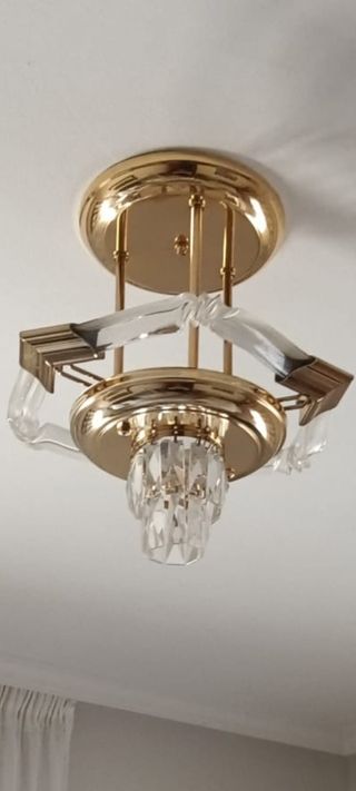 Lampara techo dorada cristal LED