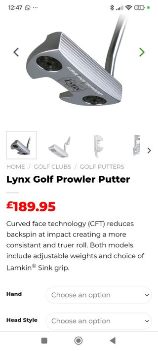 Putter Lynx nuevo con accesorios