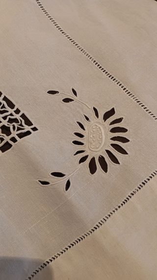 Sábana encimera lino antiguo bordada