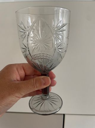 6 copas de cristal labradas estilo vintage