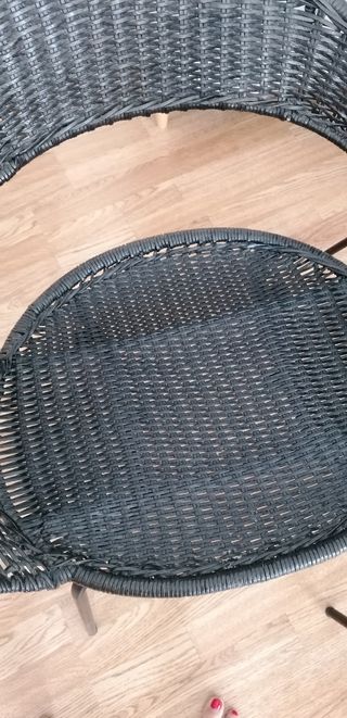 3 Sillas Ratán-Hierro Negras Ikea