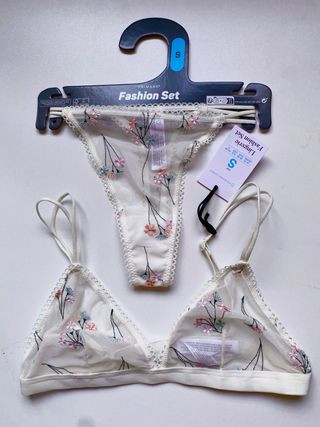 Conjunto lenceria bordado Primark -bralette+tanga