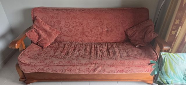 Sofá cama madera - rojo