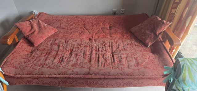 Sofá cama madera - rojo