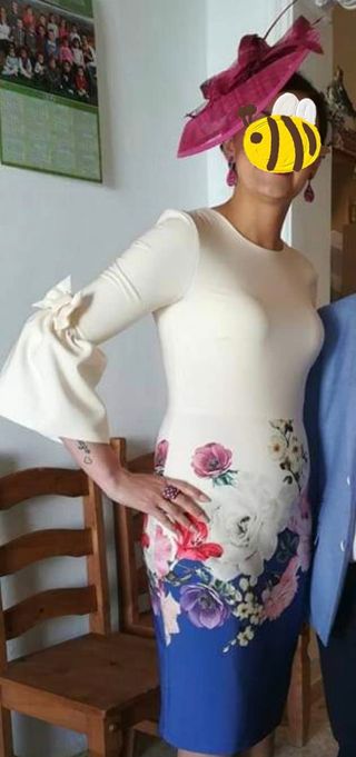 Vestido flores azul marino talla S