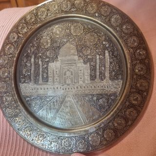 Plato cobre Taj Mahal cincelado a mano