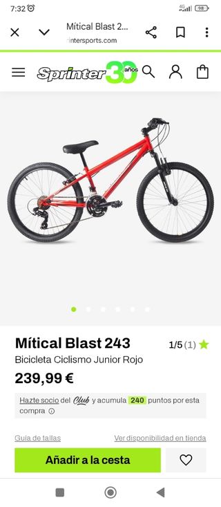 Bicicleta Mtical Blast 243 Niño se regala casco