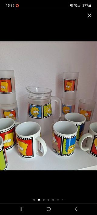 Tazas, vasos y jarra cristal Los SIMPSON. 