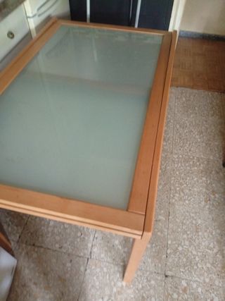 Mesa cristal madera extensible