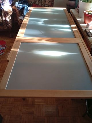 Mesa cristal madera extensible