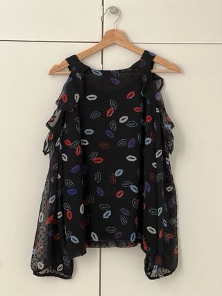 Blusa de gasa mangas largas 