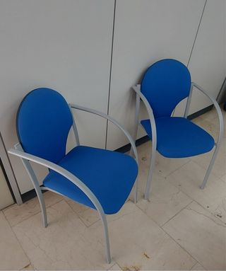2 Sillones oficina azul metálico