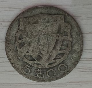Moneda 5 Escudos Portugal 1933 Plata