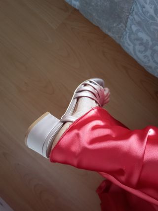 Espectacular vestido satén color coral  boda