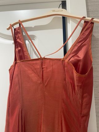 Vestido color caldero y rosa empolvado- volantes