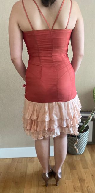 Vestido color caldero y rosa empolvado- volantes