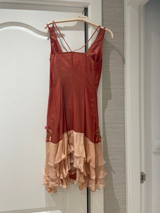 Vestido color caldero y rosa empolvado- volantes