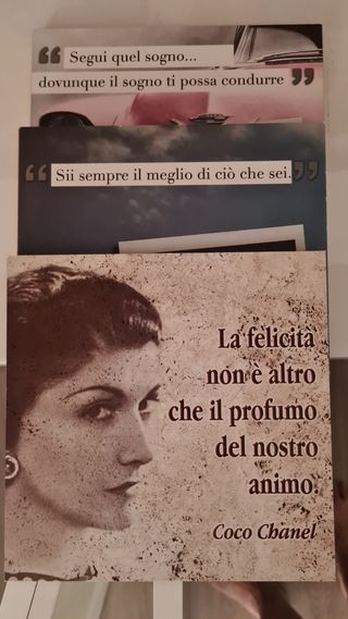 5 Quadretti legno frasi celebri dimensioni 18x18 c