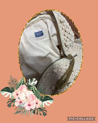 Preciosa mochila beige 100% algodón nueva