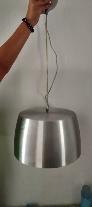 Lámpara colgante metal plata diám. 33 cm alto 19