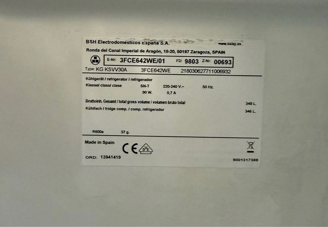 Frigorífico Balay una puerta