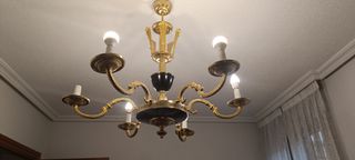 Lámpara vintage 6 brazos dorada