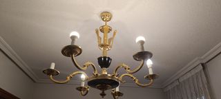 Lámpara vintage 6 brazos dorada