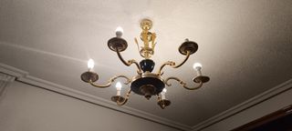 Lámpara vintage 6 brazos dorada