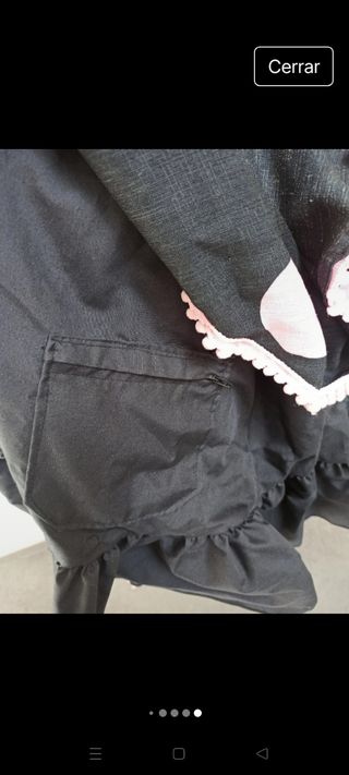 Traje Flamenca lunares negro-rosa