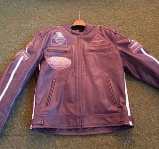 Chaqueta moto cuero marrón