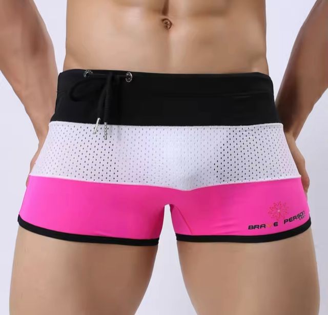 Bañador Brave Person bóxer negro-rosa