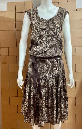 Vestido Zara seda marrón