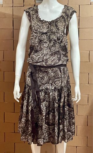 Vestido Zara seda marrón