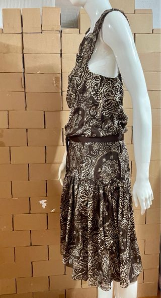 Vestido Zara seda marrón