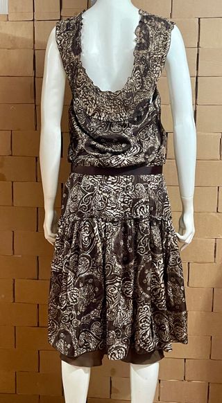 Vestido Zara seda marrón