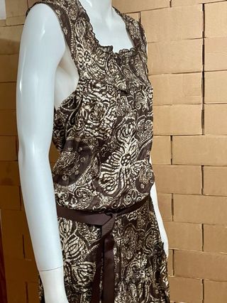 Vestido Zara seda marrón