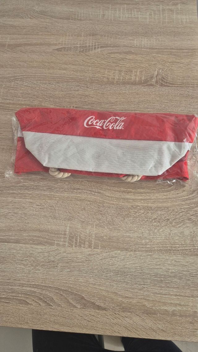Bolsa playa Coca-Cola rayas rojas