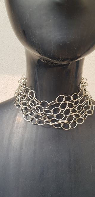 Collana girocollo multi-fila argento