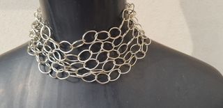 Collana girocollo multi-fila argento