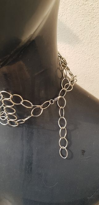 Collana girocollo multi-fila argento