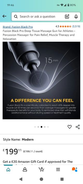 Pistola Masaje Fusion. Precio original 200 euros.