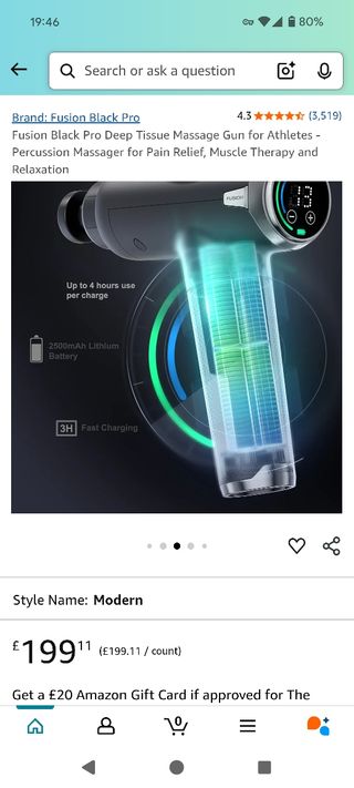 Pistola Masaje Fusion. Precio original 200 euros.