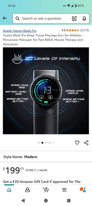 Pistola Masaje Fusion. Precio original 200 euros.