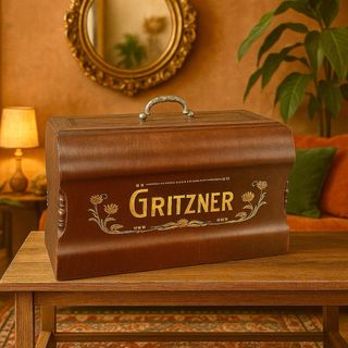 Antigua tapadera deco de máquina de coser Gritzner