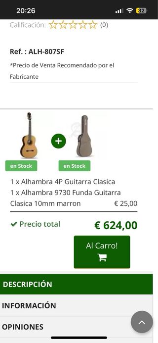 Guitarra Alhambra 4p clásica