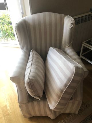 Butaca beige - Tela rayada