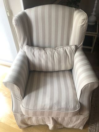 Butaca beige - Tela rayada